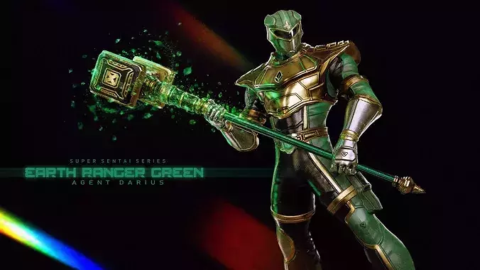 Male Sentai Ranger Game Character - Green Earth - Agent Darius