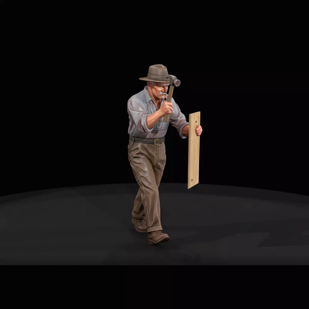 1920S FARMERS Barn repair man 3D print model