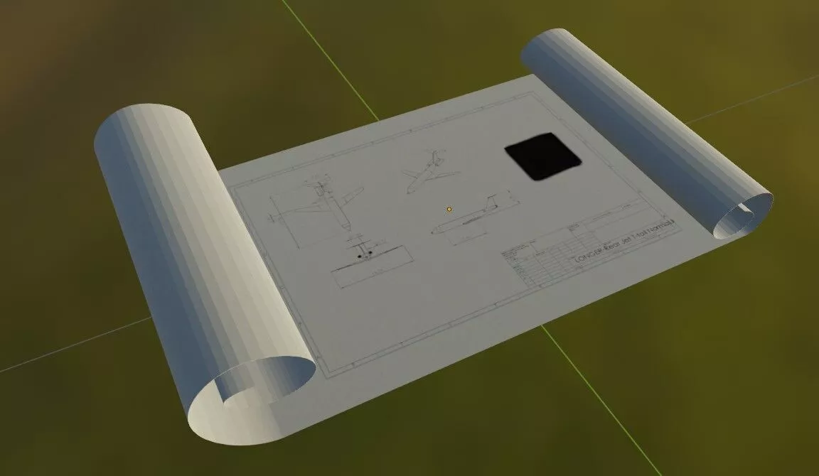 Aircraft Blueprint Demo Version Recycle paper print Free low-poly 3D model