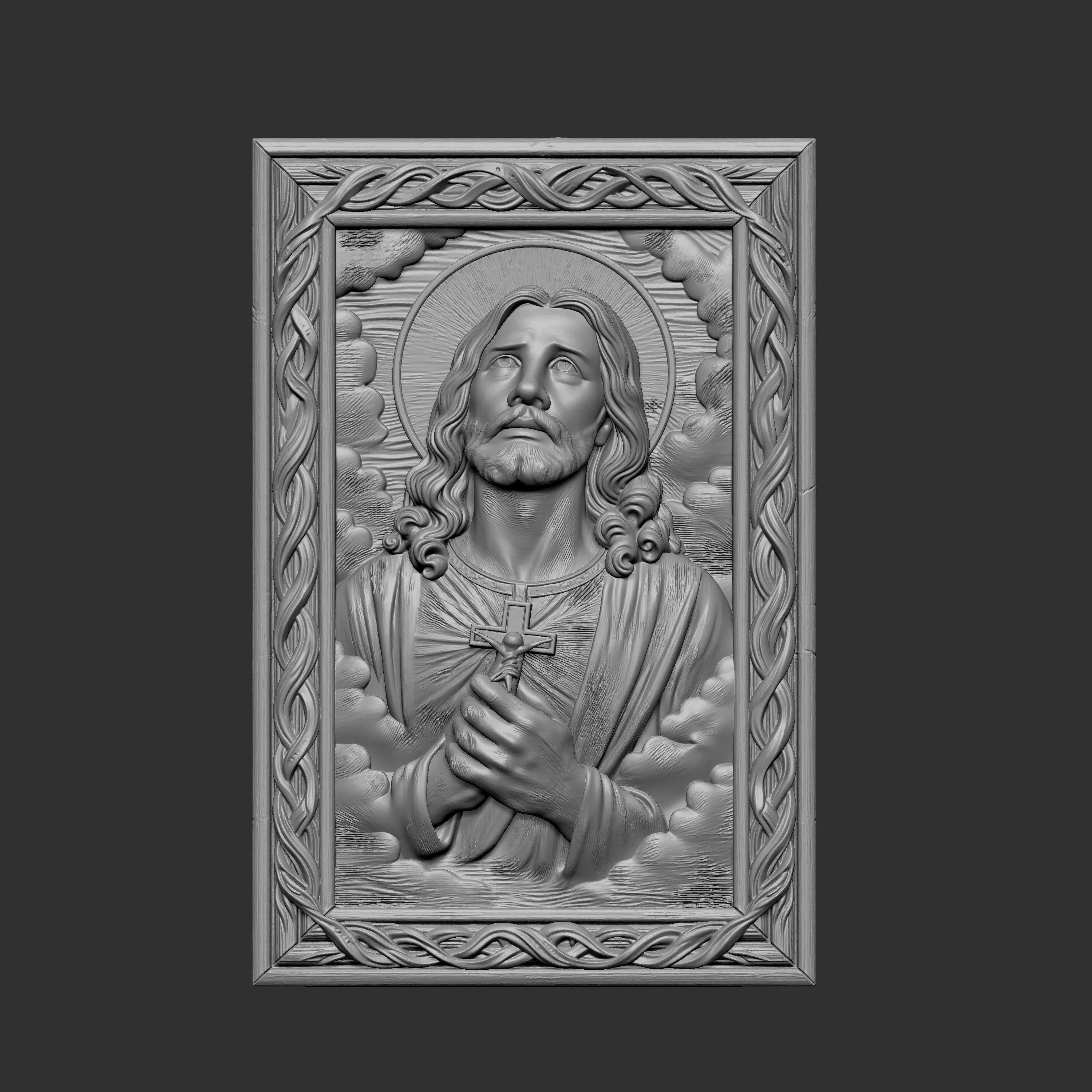 praying Jesus relief 3D print model