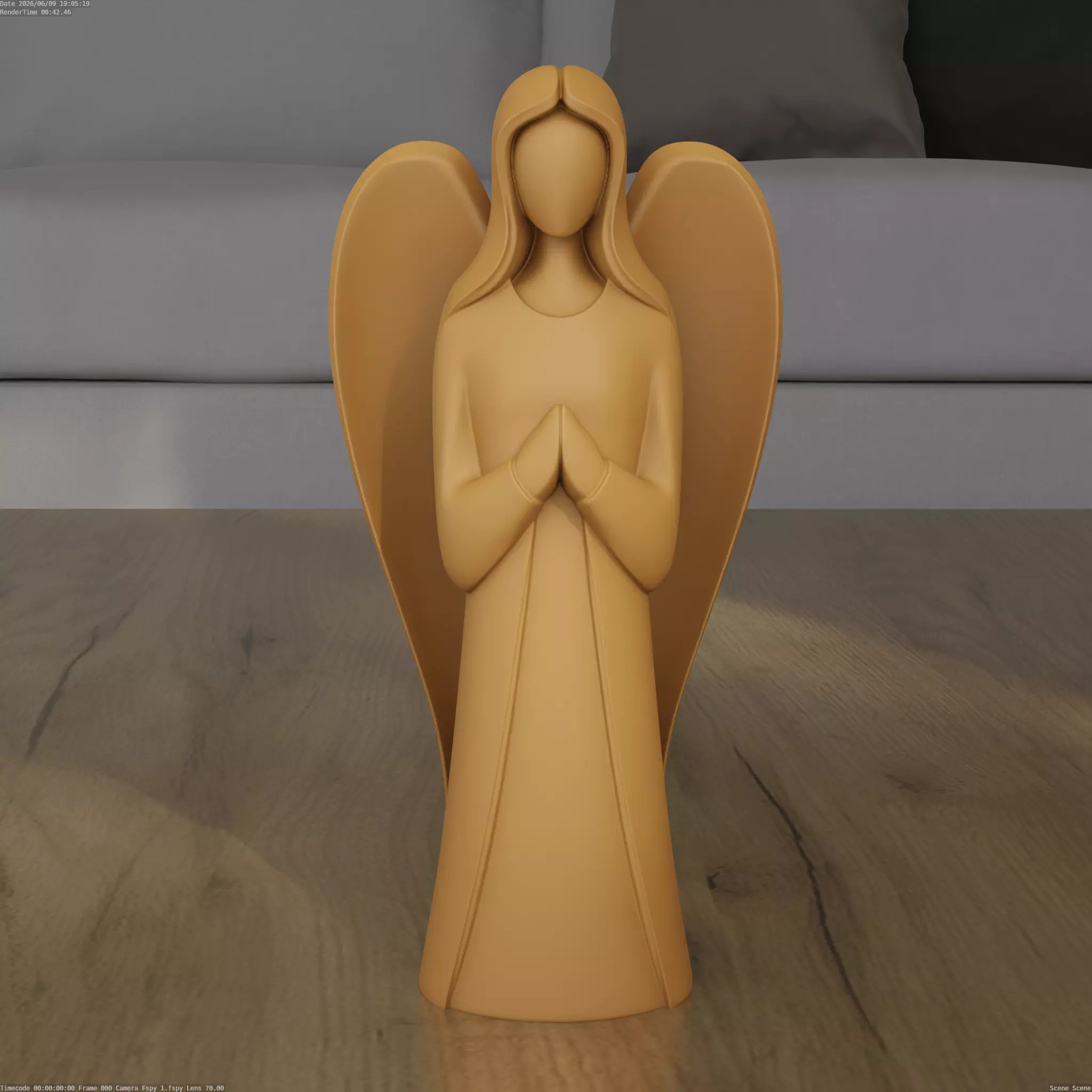Minimalist Praying Angel Statue 3D Print STL File 3D print model
