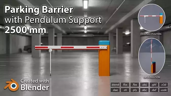 Parkhouse Barrier with Pendulum Support 2500mm Animated