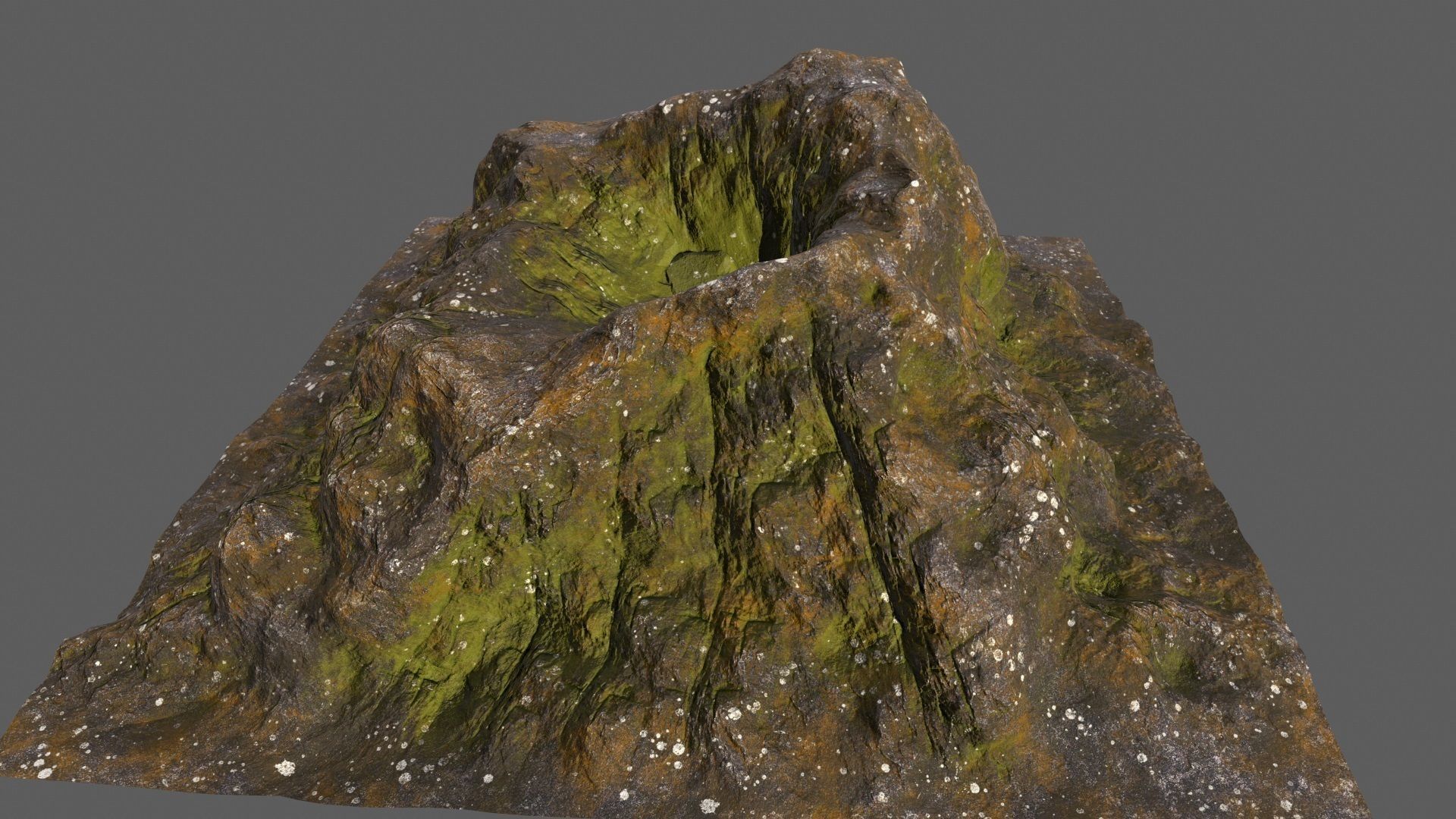 Volcano mountain with grass Low-poly 3D model_6