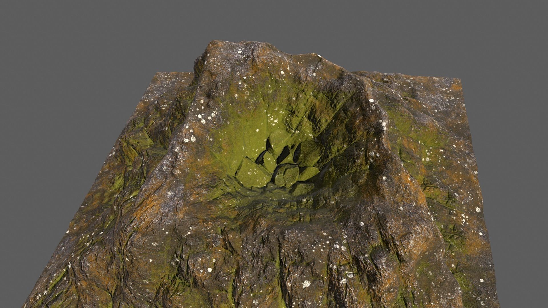 Volcano mountain with grass Low-poly 3D model_12