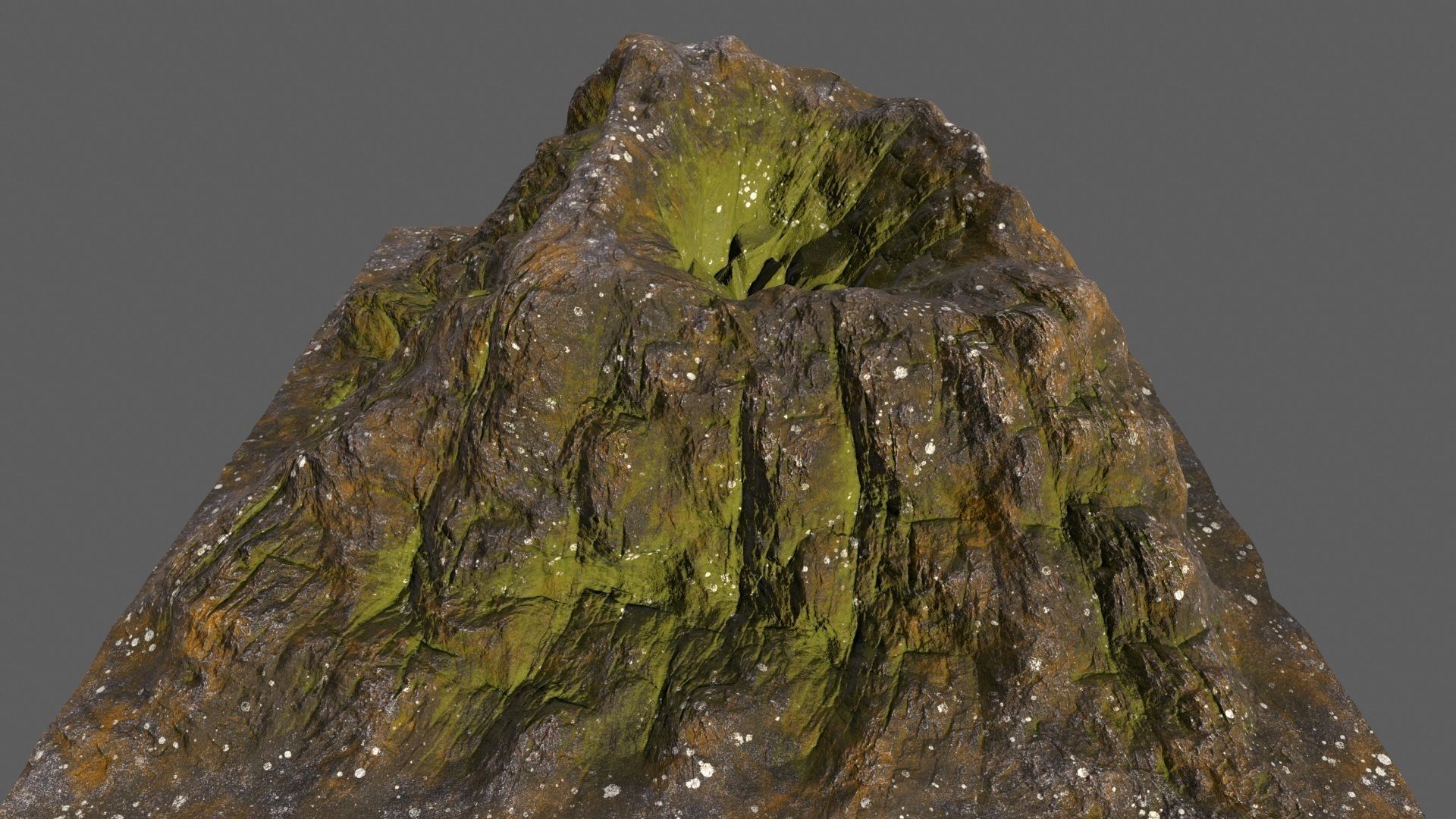 Volcano mountain with grass Low-poly 3D model_1