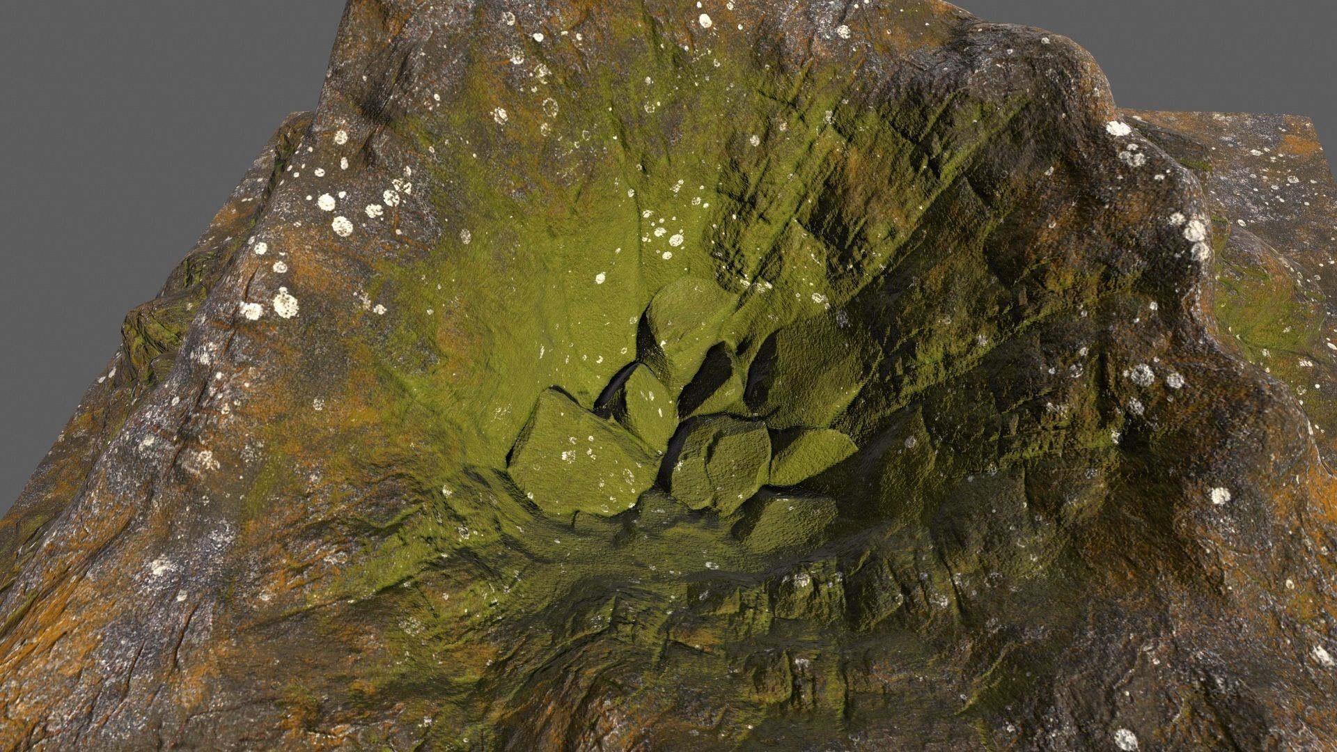 Volcano mountain with grass Low-poly 3D model_9