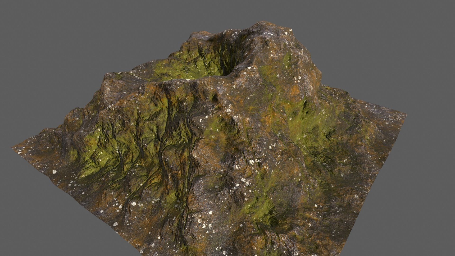 Volcano mountain with grass Low-poly 3D model_7