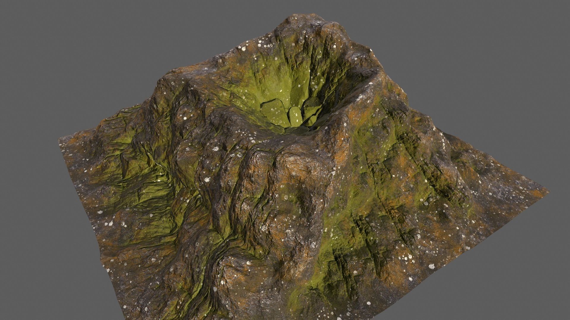 Volcano mountain with grass Low-poly 3D model_10