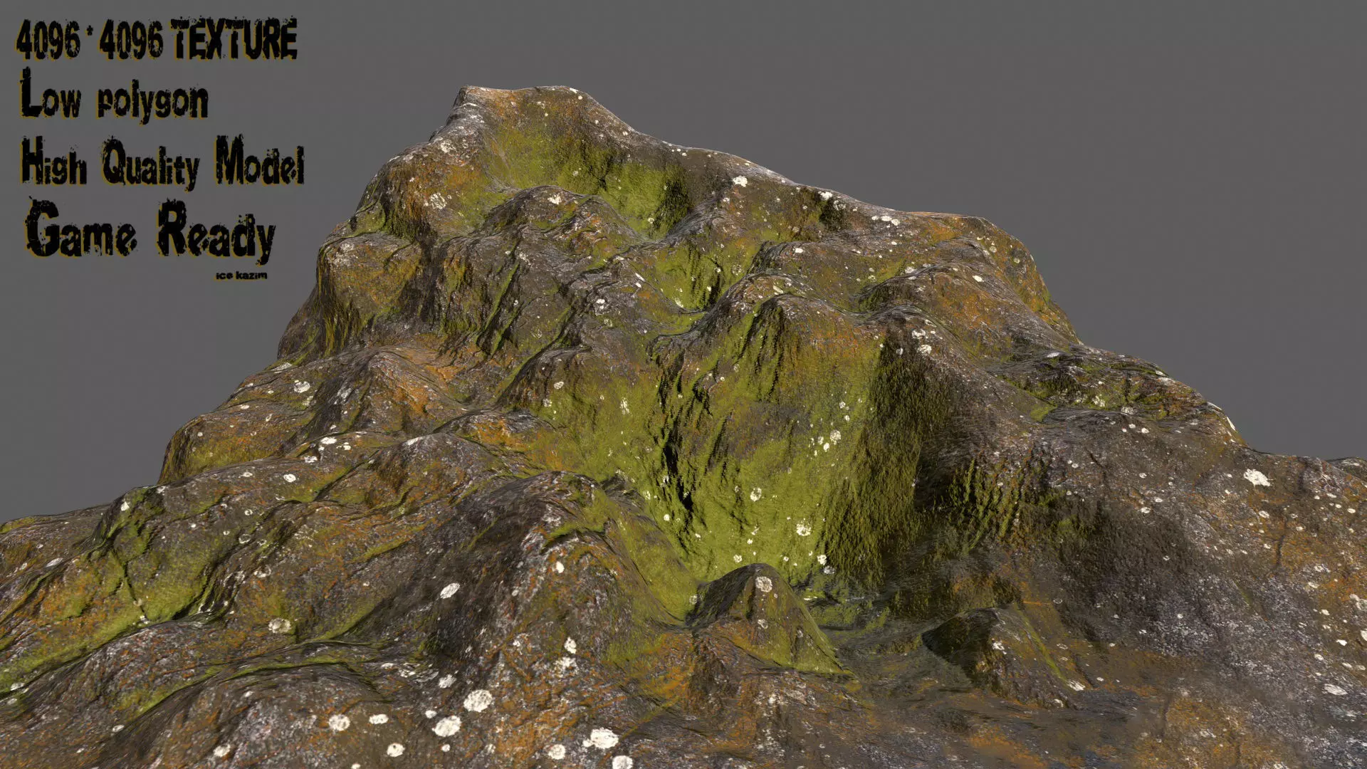 Volcano mountain with grass Low-poly 3D model_0