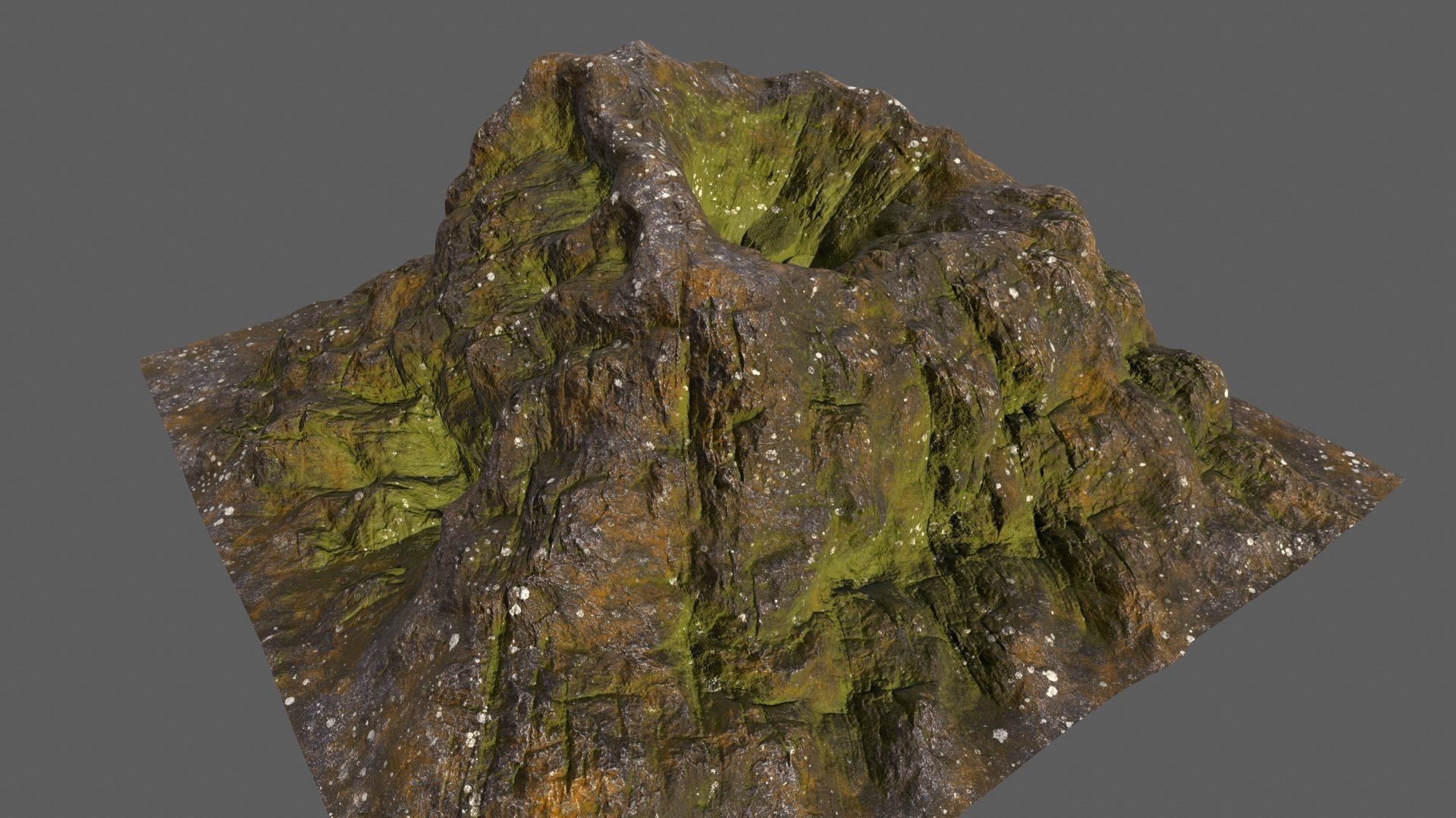 Volcano mountain with grass Low-poly 3D model_2