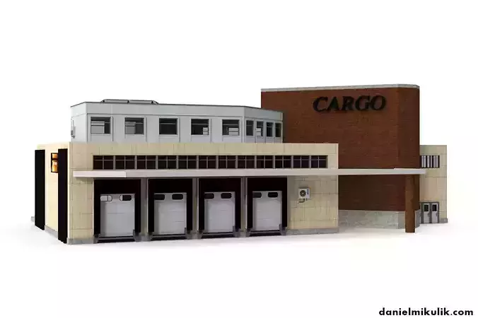 Cargo Building with Interior Low Poly