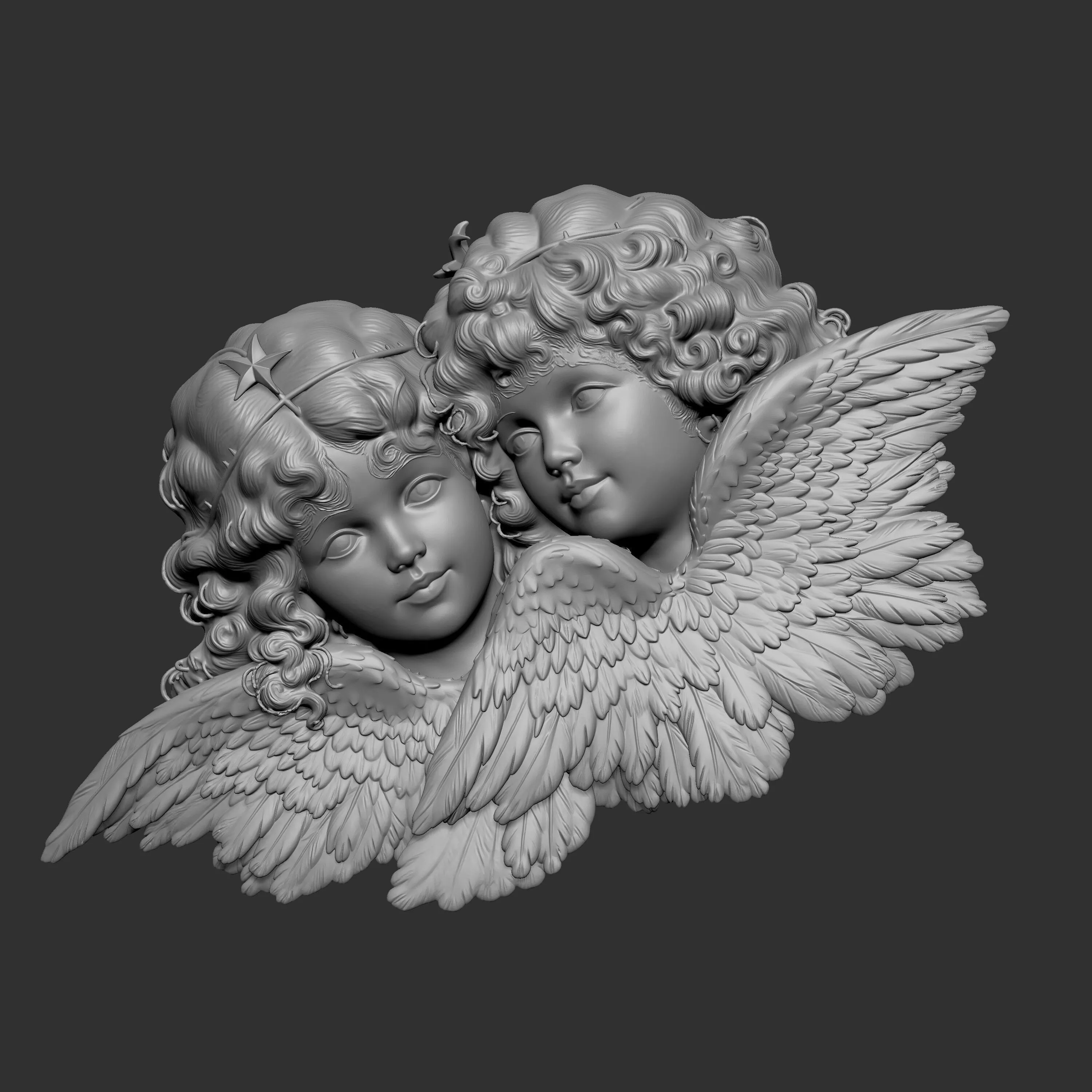 bas-relief angel statue 3D print model