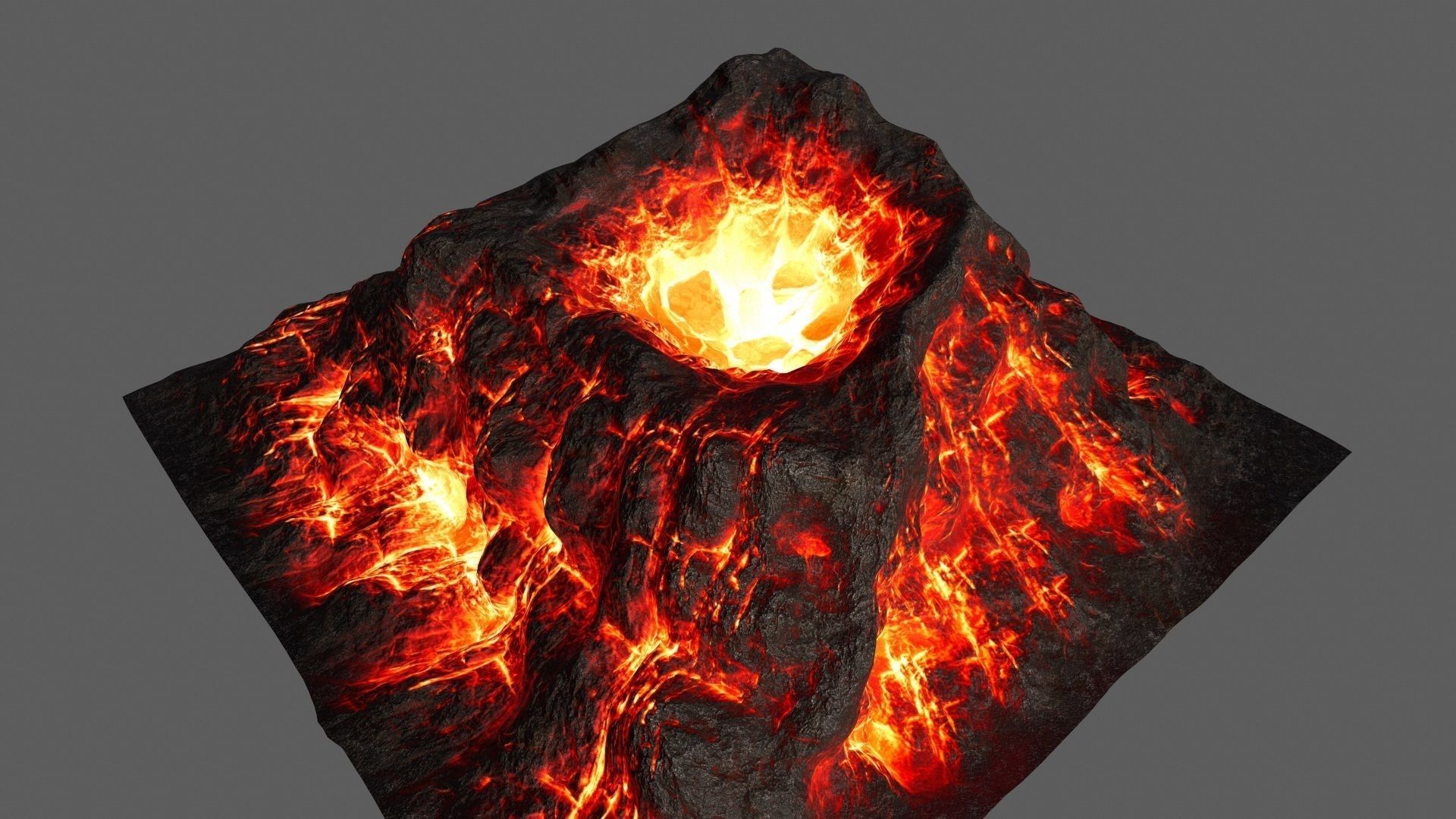 Volcano with flames Low-poly 3D model_14