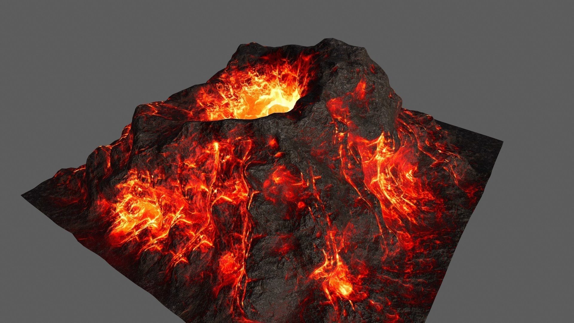 Volcano with flames Low-poly 3D model_6