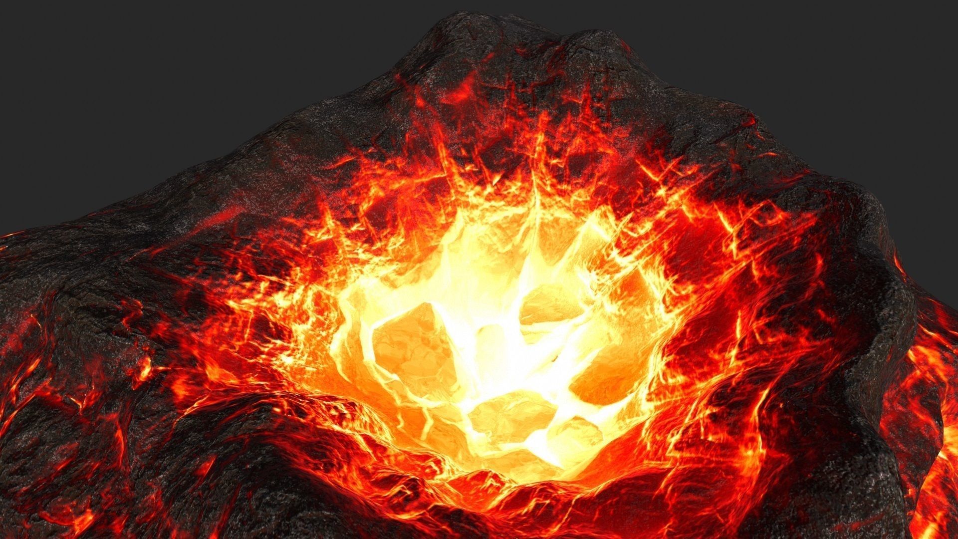 Volcano with flames Low-poly 3D model_17