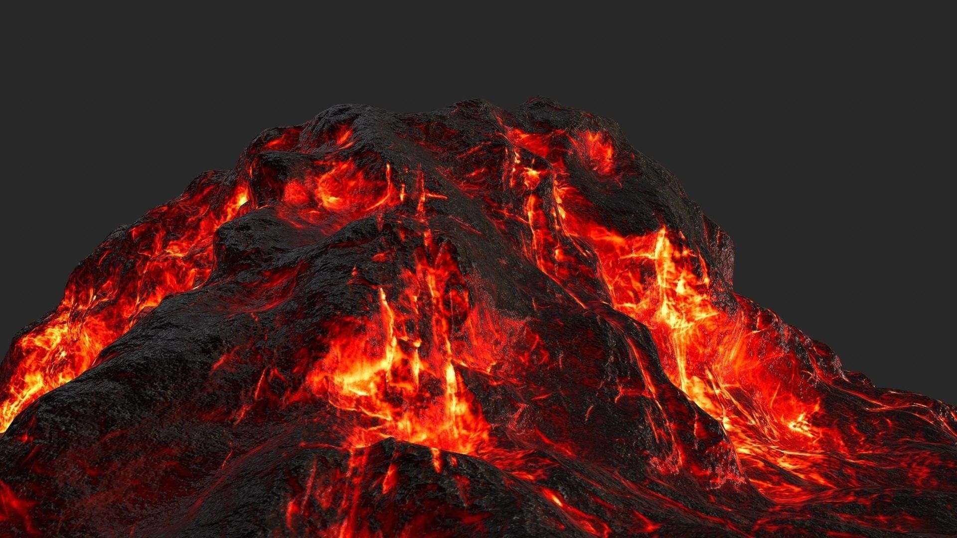 Volcano with flames Low-poly 3D model_12