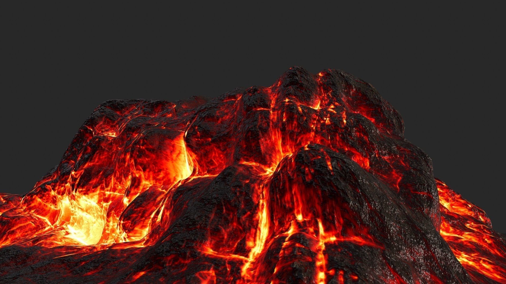 Volcano with flames Low-poly 3D model_15