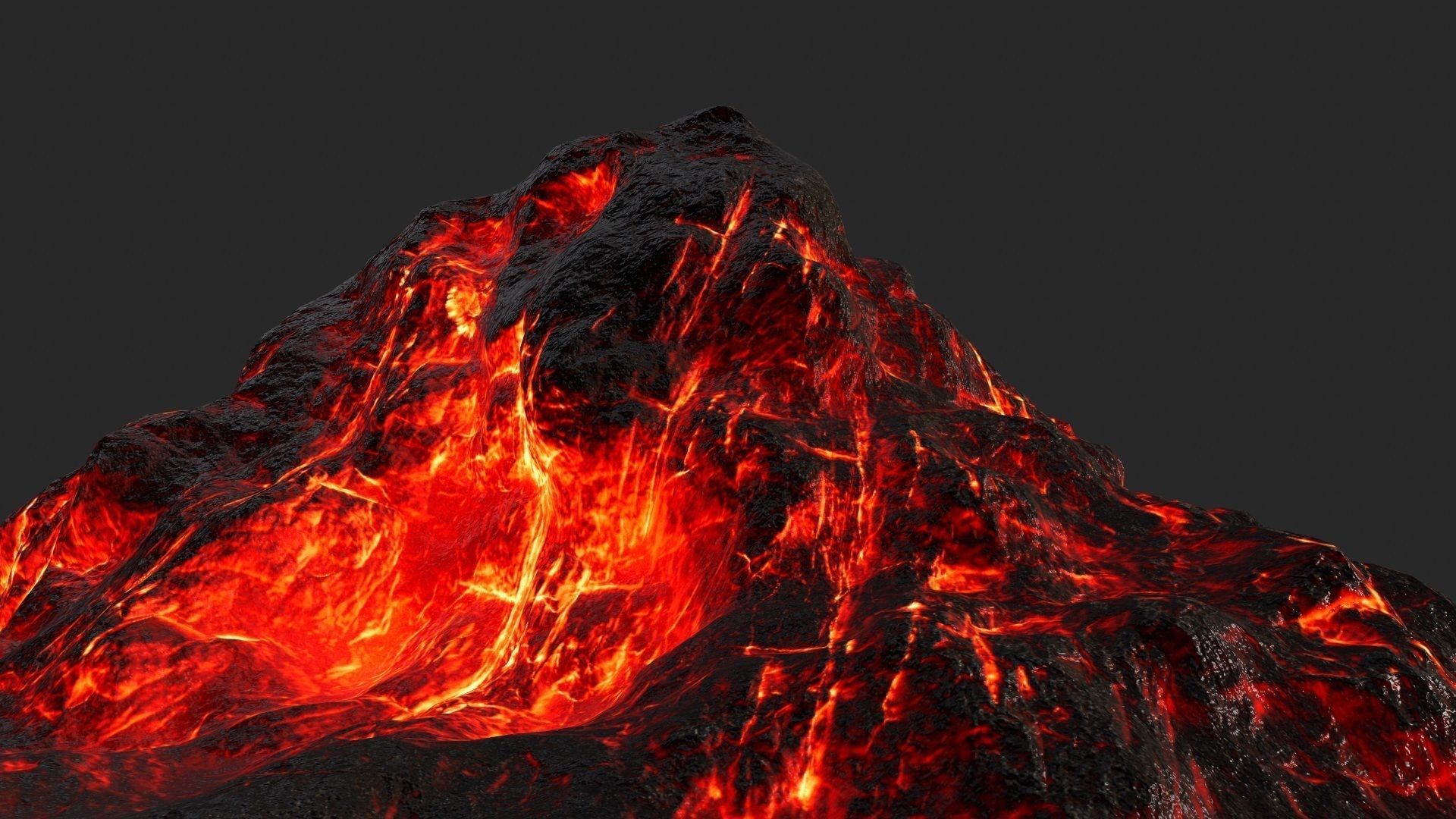 Volcano with flames Low-poly 3D model_10