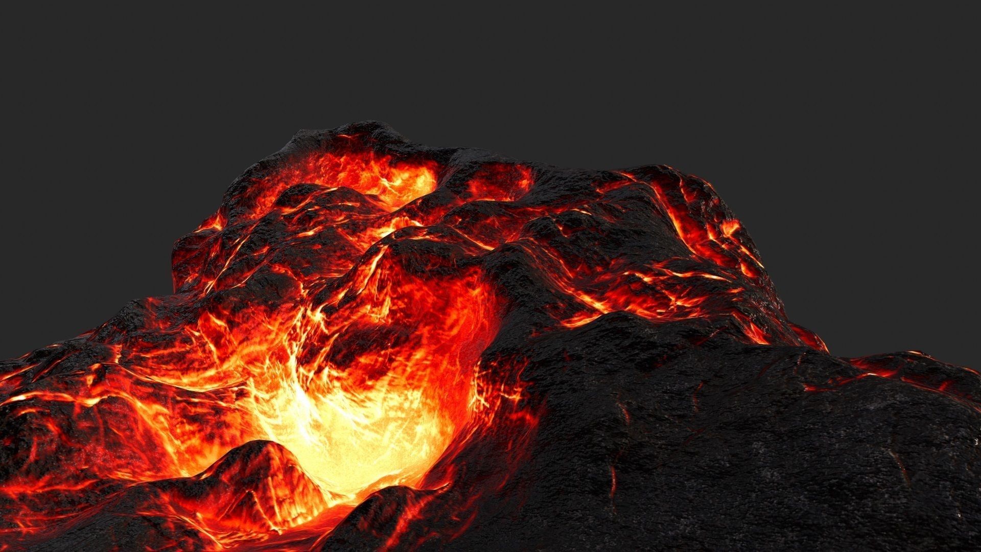 Volcano with flames Low-poly 3D model_7