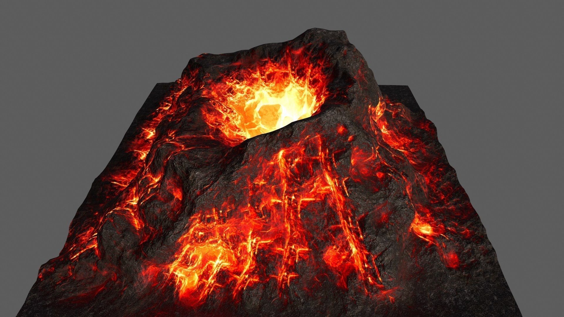 Volcano with flames Low-poly 3D model_9