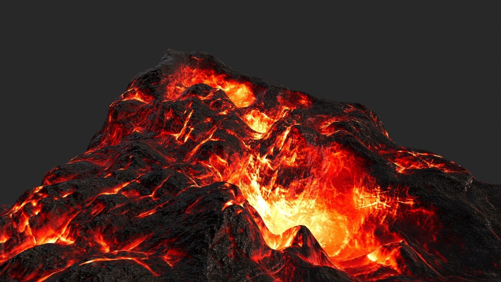 Volcano with flames Low-poly 3D model_8