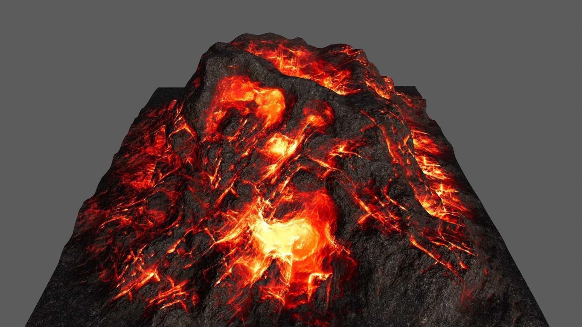 Volcano with flames Low-poly 3D model_3