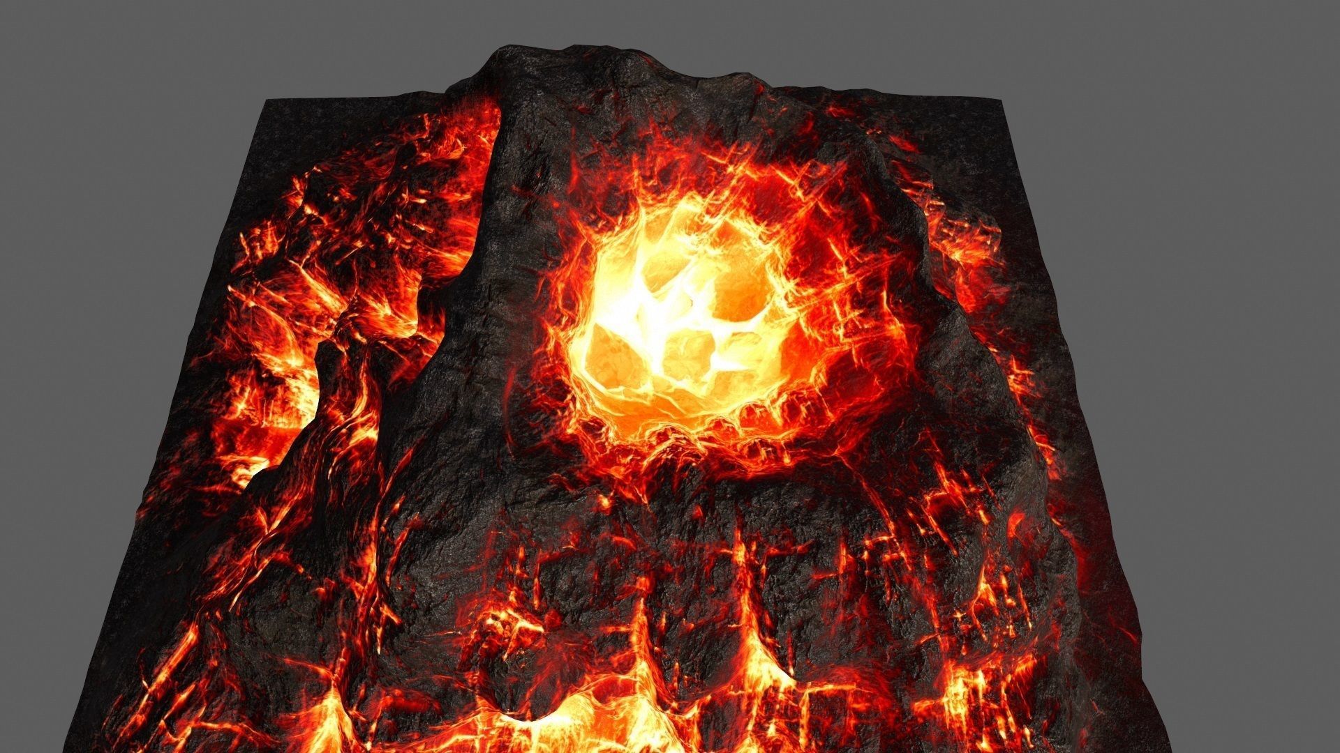 Volcano with flames Low-poly 3D model_13