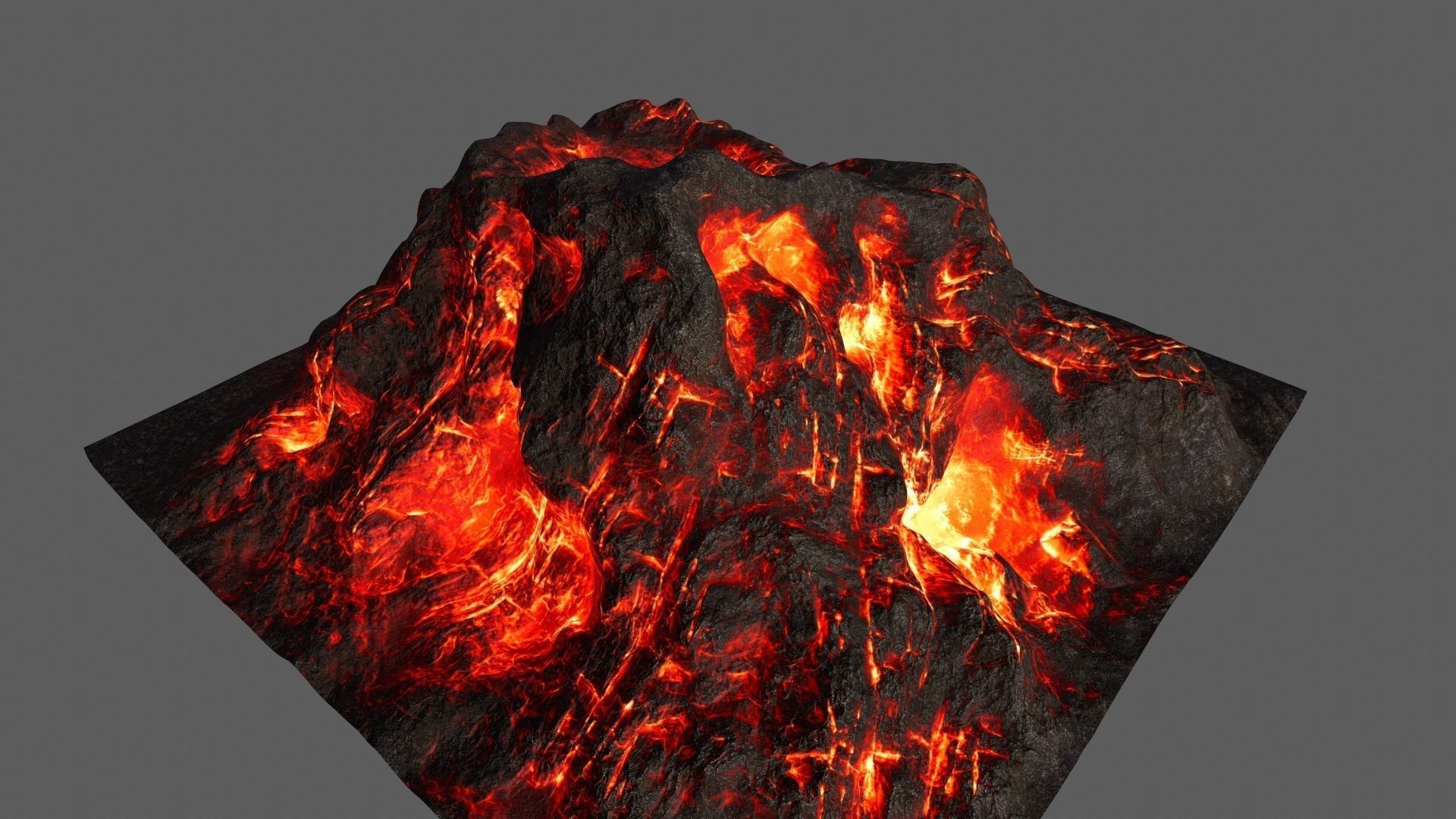 Volcano with flames Low-poly 3D model_4