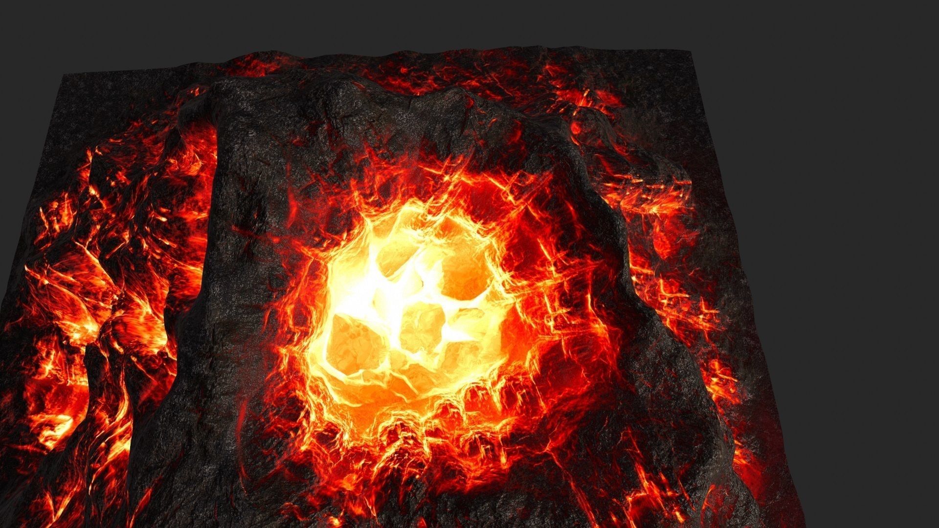 Volcano with flames Low-poly 3D model_16