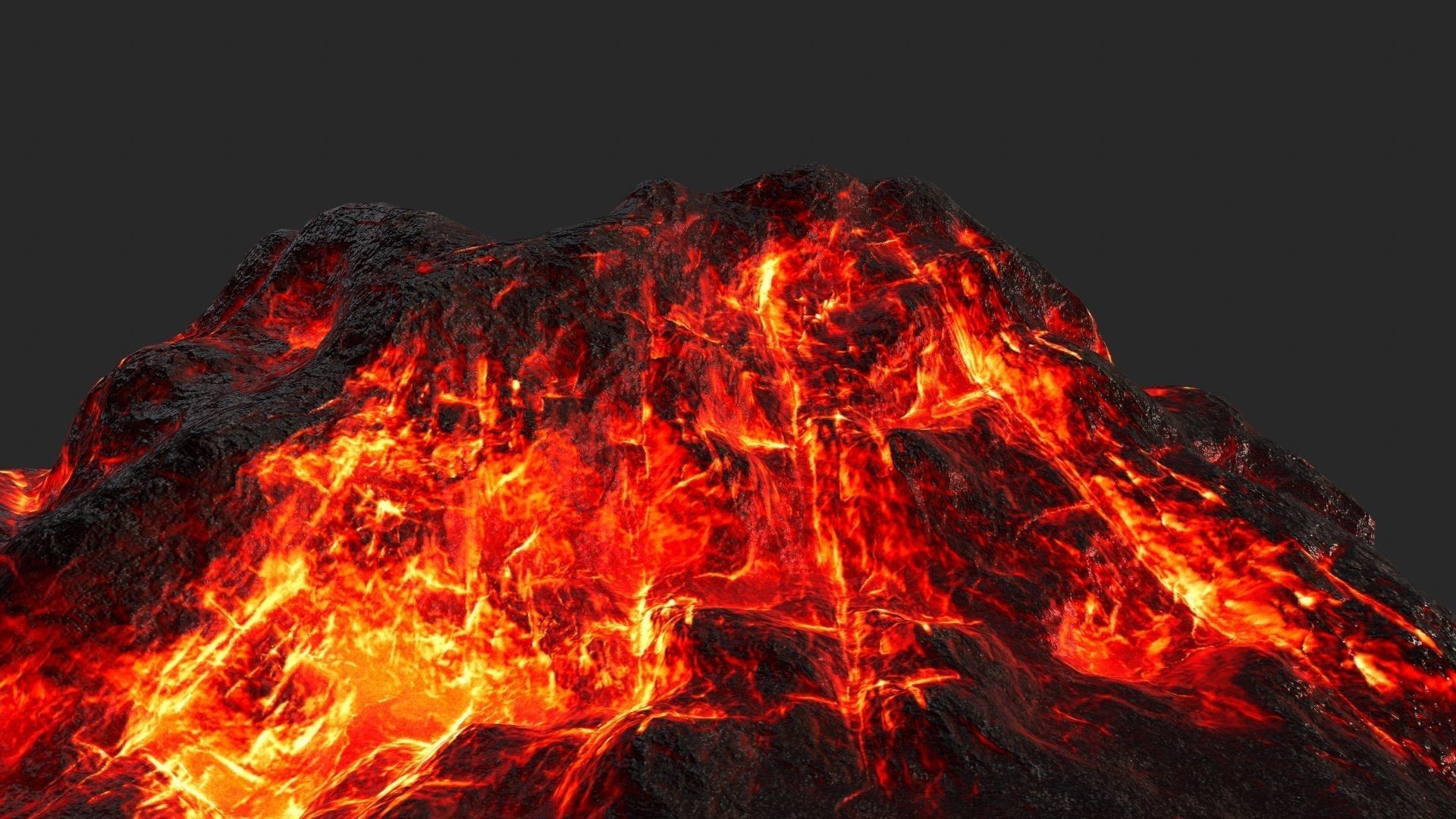 Volcano with flames Low-poly 3D model_11