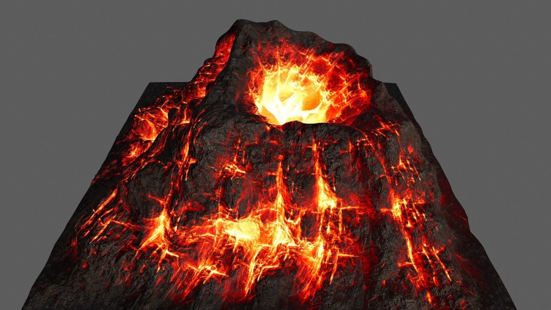 Volcano with flames Low-poly 3D model_1