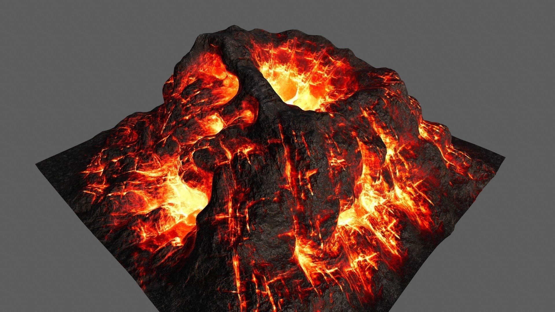 Volcano with flames Low-poly 3D model_2