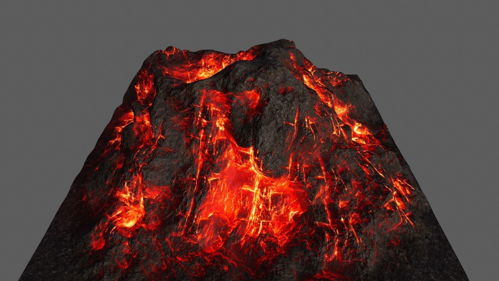 Volcano with flames Low-poly 3D model_5