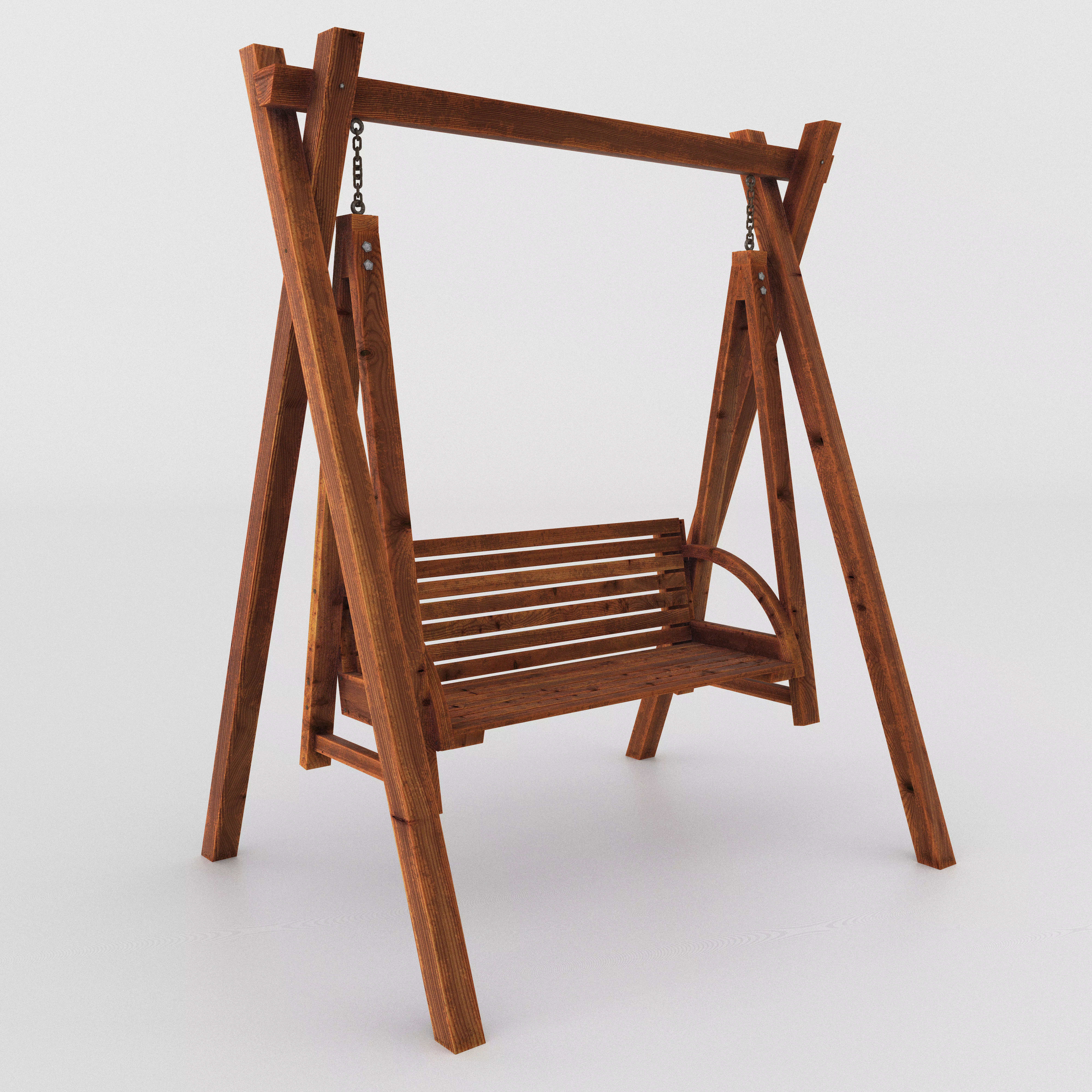 Swiing wooden swing 3D model_0