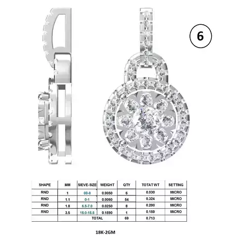 LPD-01671 diamond pendant gold 3D print model