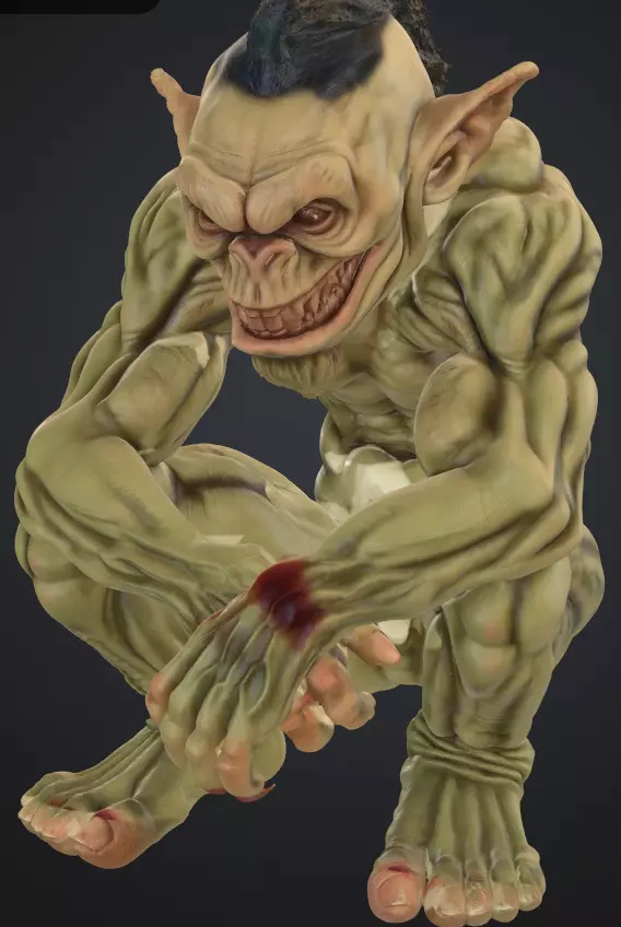Orc sitzend am feuer 3D print model