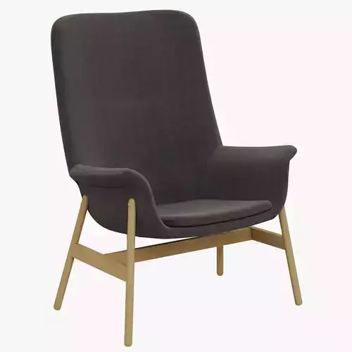 VEDBO lounge chair with fabric and wooden legs