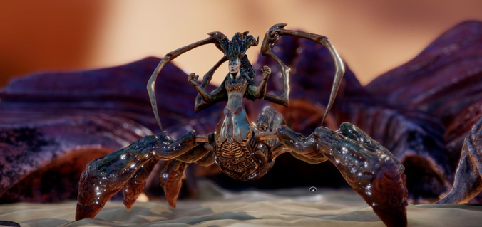 Andariel alien creature in desert Low-poly 3D model