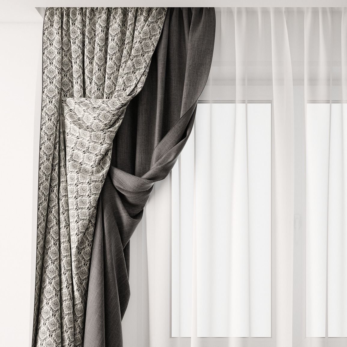Curtain curtains 3D model_2