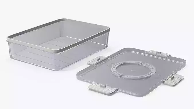 Clear Plastic Storage Container 3D model 7
