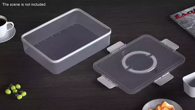 Clear Plastic Storage Container 3D model 2