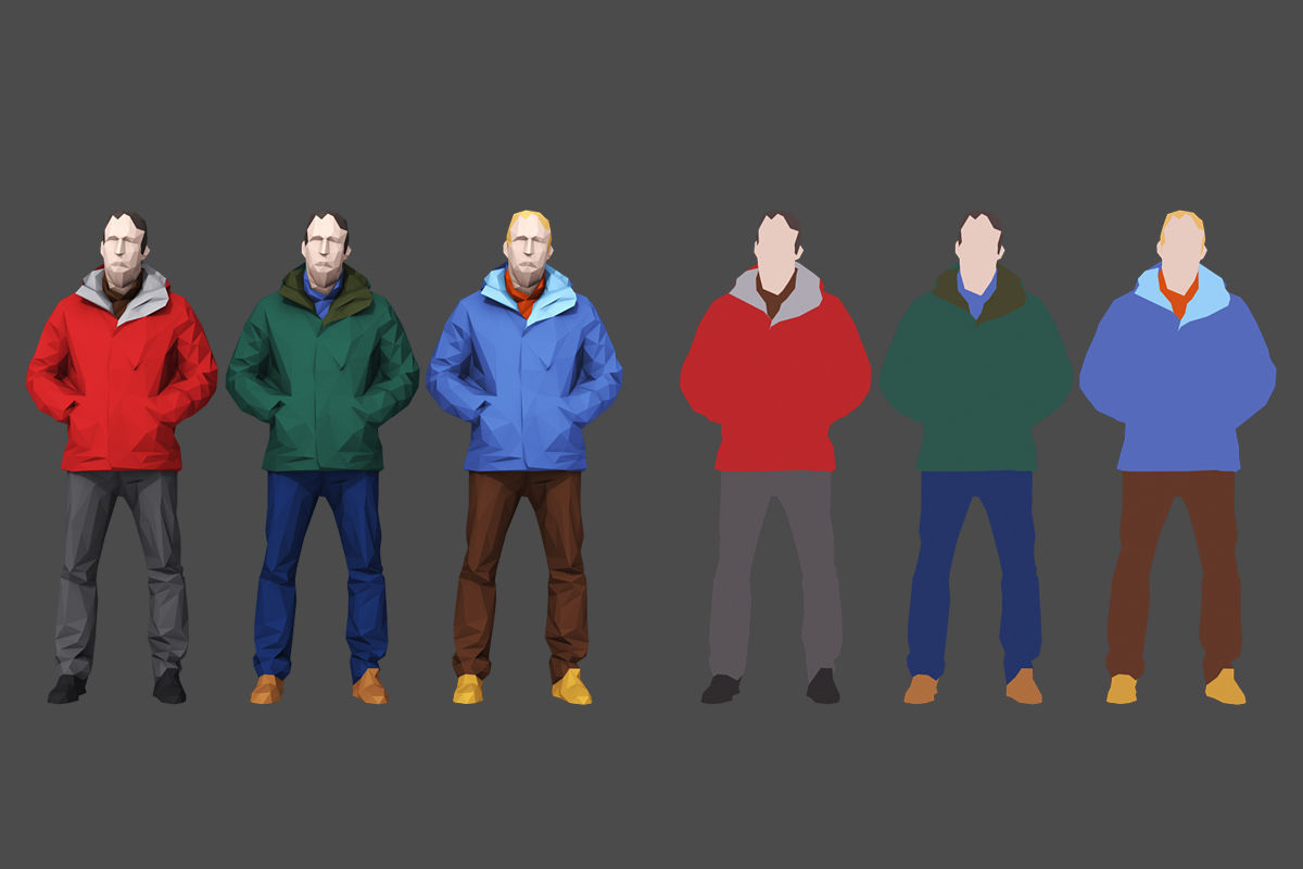 Colored Lowpoly People Low-poly 3D model_2