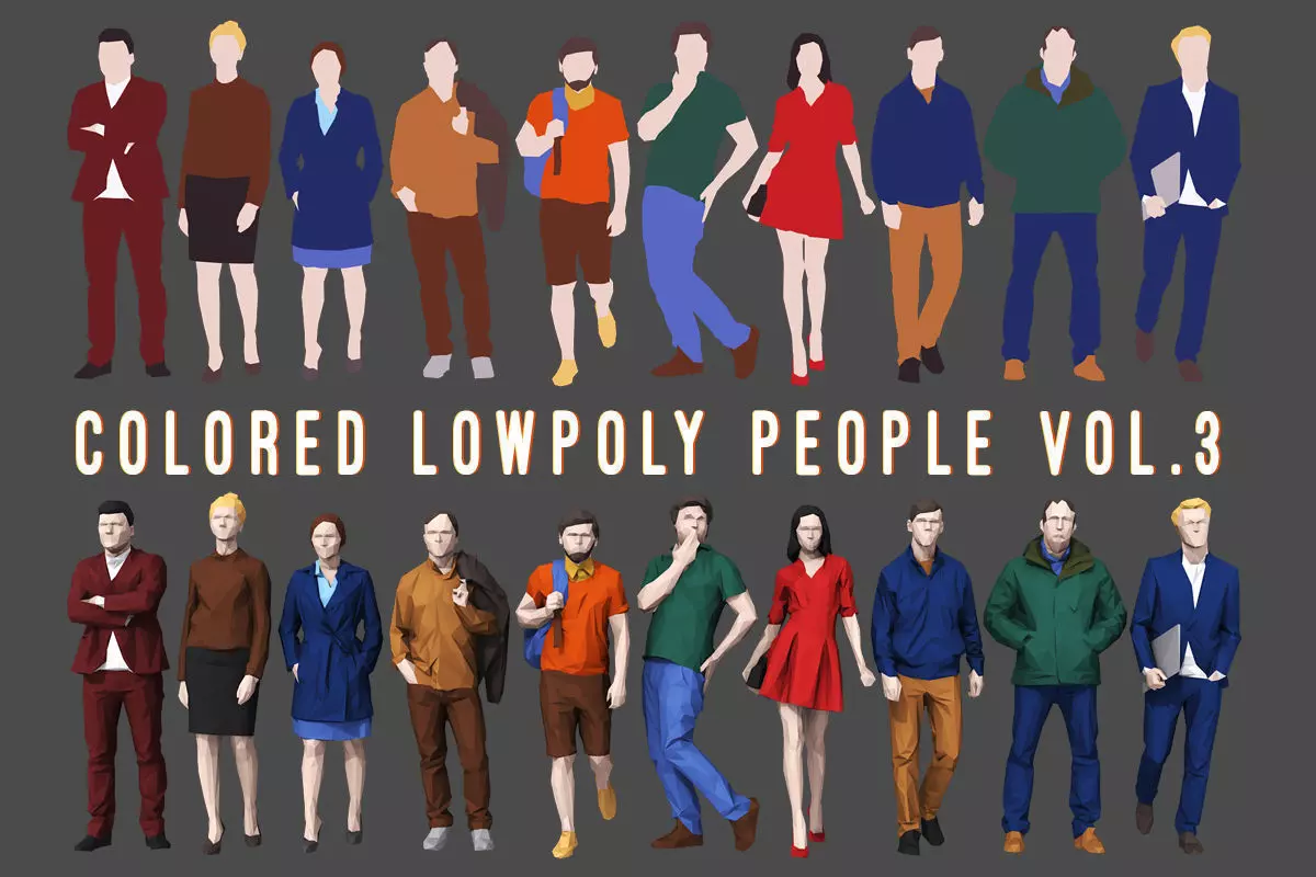 Colored Lowpoly People Low-poly 3D model_0