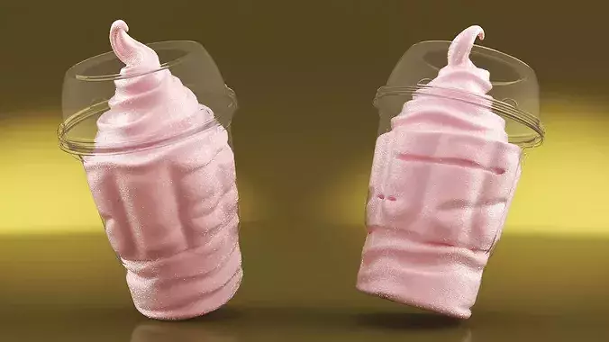 Strawberry Soft Serve Ice Cream Cup Pink 3D model