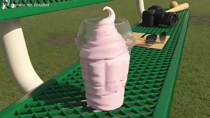 Strawberry Soft Serve Ice Cream Cup Pink 3D model 3