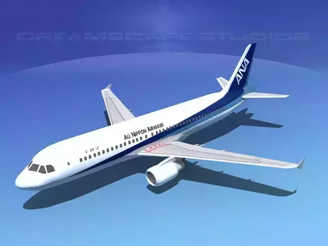 Airbus A320LP  All Nippon Airways Low-poly 3D model