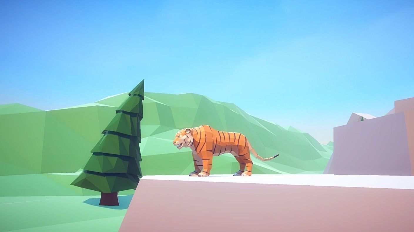 Poly Art Tiger Low-poly 3D model_3
