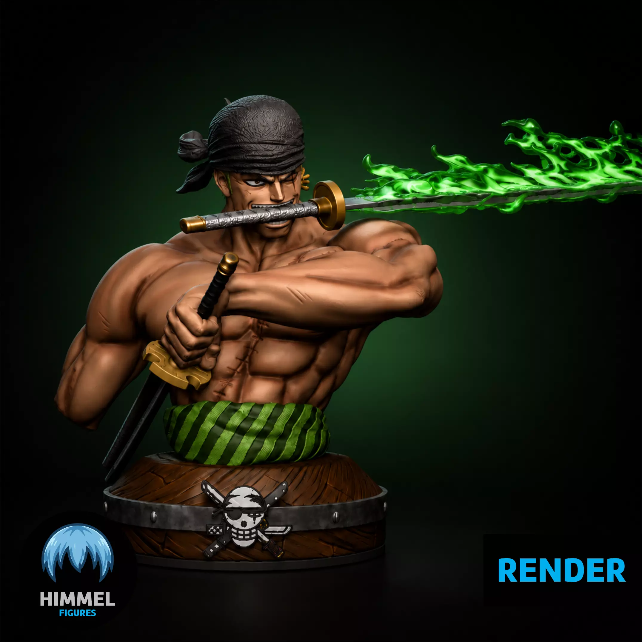 FREE Roronoa Zoro Bust 10cm - Premium One Piece Anime STL File Free 3D print model