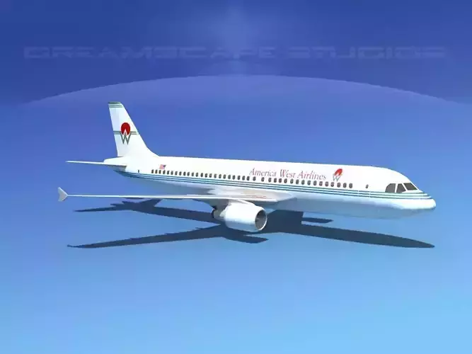 Airbus A320 LP America West Airlines Low-poly 3D model