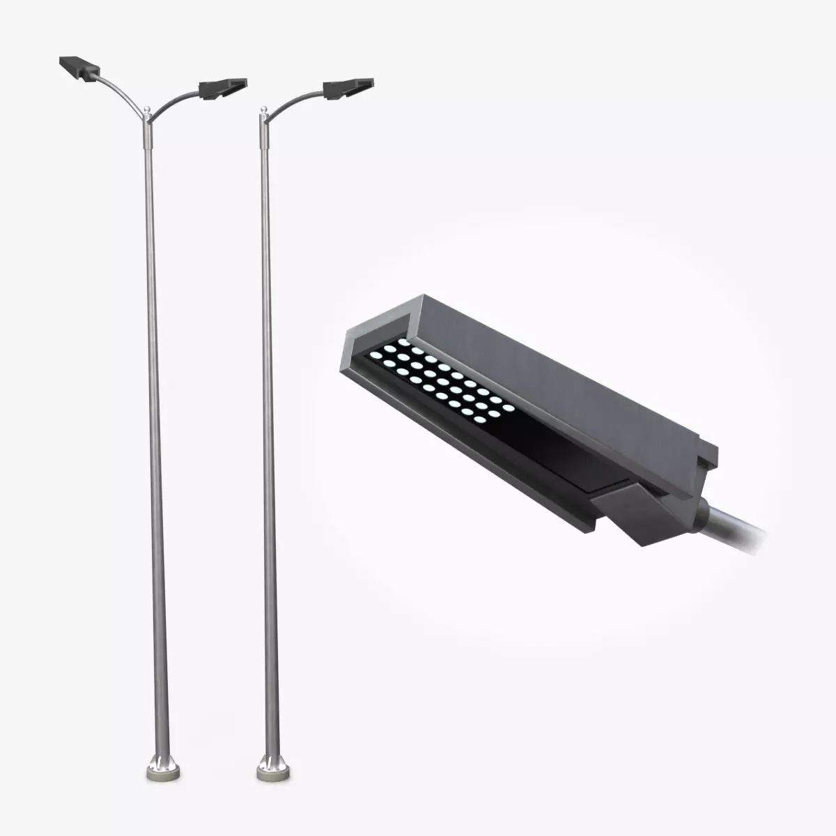 Street Lights - Contemporary Highway Pair 3D Model Pack